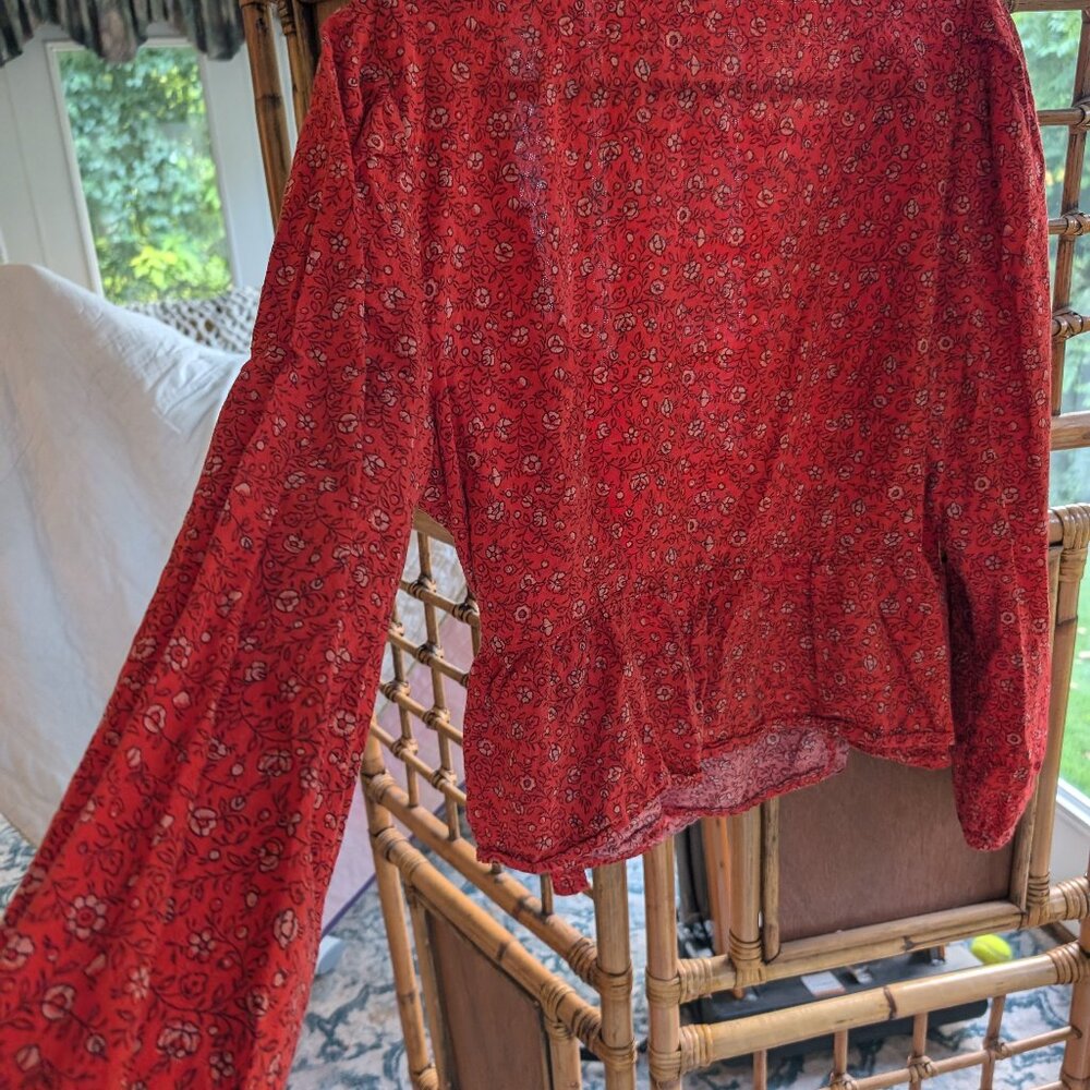 Vintage dark orange surplice prairie top XL